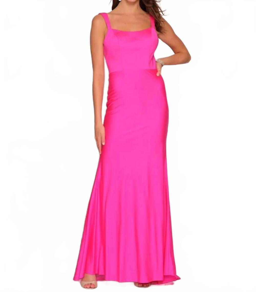 NEW DAVE & JOHNNY fitted mermaid dress in fuchsia